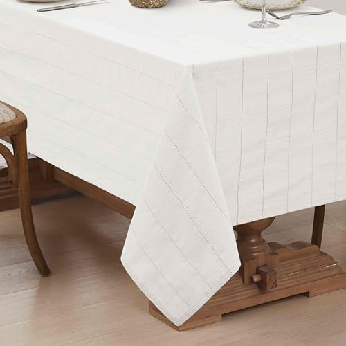 IZOD - Tablecloth, Decorative Tabletop Accessories, Holiday Home Decor (Chadwick White, 60" x 144") - Image 2