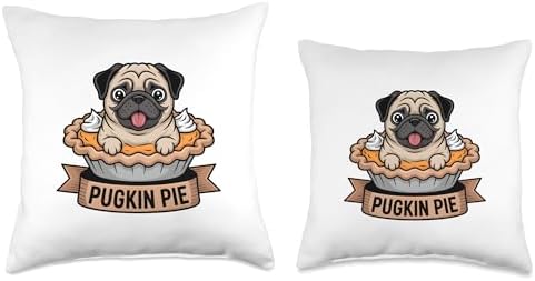 Pugkin Pie Funny Pug Pumpkin Pie Thanksgiving Dog Lover Tee Throw Pillow - Image 3