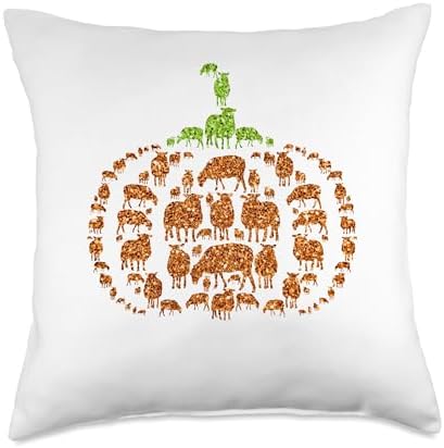 Group Sheeps Pumpkin Cute Shape Halloween Thanksgiving Throw Pillow by Unknown
