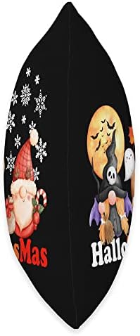 Happy Hallothanksmas Gnomes Halloween Thanksgiving Christmas Throw Pillow - Image 2