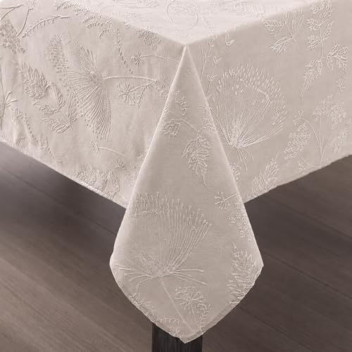 Laura Ashley Raised Embroidered Tablecloth, 60" x 84", Cynthia Beige - Image 4