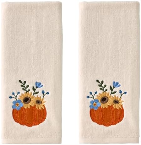 SKL Home Fall/Thanksgiving Pumpkin Bouquet Hand Towel Set-2pc, Natural by SKLHomebySaturdayKnightLtd