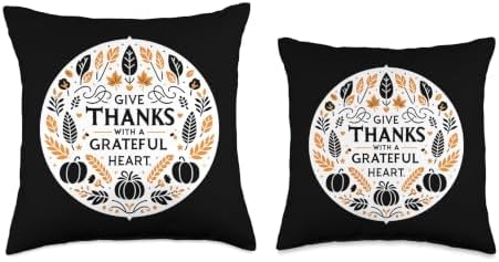 Give Thanks with a Grateful Heart Thanksgiving Autumn Fall Throw Pillow - Image 3