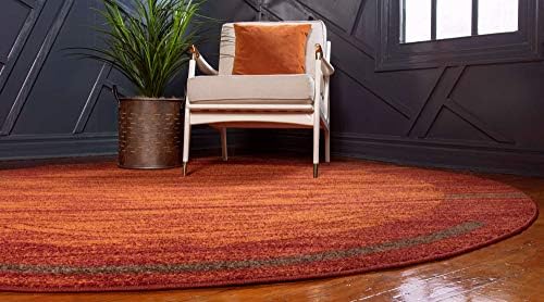 Unique Loom Autumn Collection Modern Contemporary Casual Abstract Area Rug (Terracotta/ Burgundy Border, 3 ft 3 in Round) - Image 3