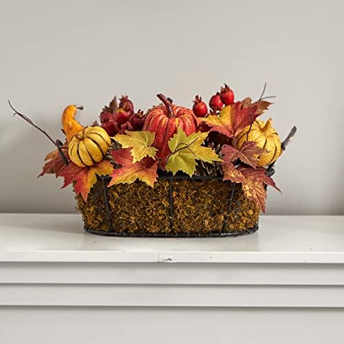 Nearly Natural 17" Fall Harvest Pumpkins and Berries Artificial Arrangement - Image 4