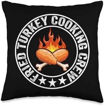 Funny Fried Turkey Cooking Crew Thanksgiving Turkey Day Men Throw Pillow by Unknown