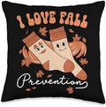 I Love Fall Prevention Socks Thanksgiving Autumn Quote Throw Pillow by Unknown