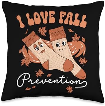 I Love Fall Prevention Socks Thanksgiving Autumn Quote Throw Pillow by Unknown