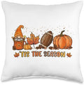 Autumn Thanksgiving Pumpkin Spice Gnome Tis The Season Pumpkin Fall Leaf Spice Latte Football Throw Pillow, 16x16, Multicolor by Unknown