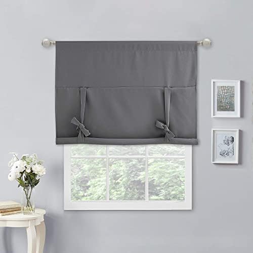 NICETOWN Blackout Roman Shades Short Curtain - Tie Up Window Curtains for Bathroom/Door/Kitchen Window/Thanksgiving (Gray, 1 Panel, 40 inches Wide by 54 inches Long) - Image 6