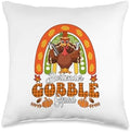 Bartender Gobble Squad Thanksgiving Turkey Fall Rainbow Throw Pillow by Unknown