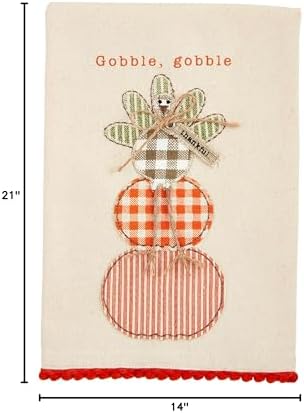 Mud Pie Gobble Gobble Thanksgiving Hand Towel, Turkey Applique Tea Towel - Image 3