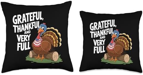 Thanksgiving Grateful, Thankful And Very Full Thanksgiving Throw Pillow - Image 3