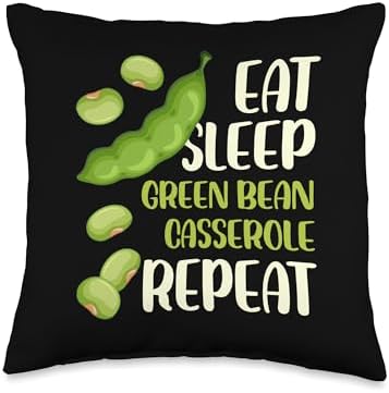 Eat Sleep Green Bean Casserole Repeat Thanksgiving Dish Throw Pillow by Unknown