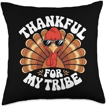 Thankful For My Tribe, Friendsgiving Squad, Thanksgiving Throw Pillow by HadleyDesigns