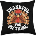 Thankful For My Tribe, Friendsgiving Squad, Thanksgiving Throw Pillow by HadleyDesigns