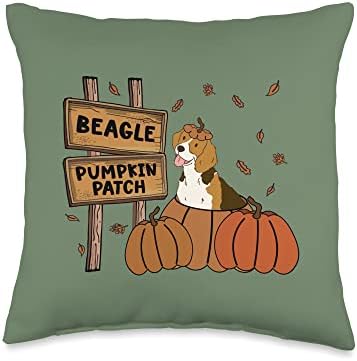 Beagle Pumpkin Patch Dog Lovers Thanksgiving Halloween Throw Pillow by Unknown