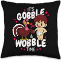 Cute Baby Thanksgiving Funny Gobble Wobble Turkey Design Throw Pillow by Unknown