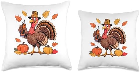 Barber Job Thanksgiving Turkey Fall Leaves Pumpkins Throw Pillow - Image 3