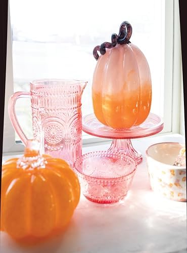 Boston International Handblown Art Glass Pumpkin Thanksgiving Halloween Decorations for Home, Small, Orange - Image 3