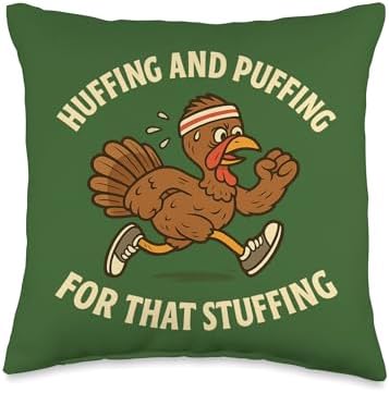 Funny Turkey Run Trot Thanksgiving Saying Stuffing Throw Pillow by Unknown