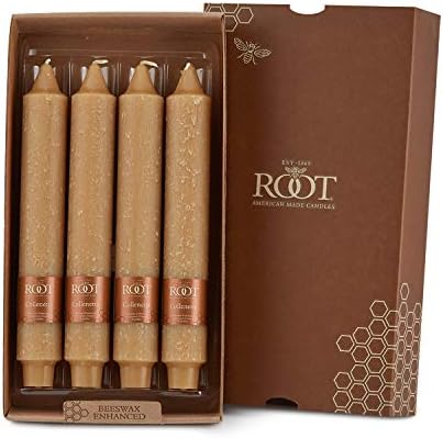 Root Candles 4-Count Unscented Timberline Collenettes, 9", Beeswax Color by RootCandles