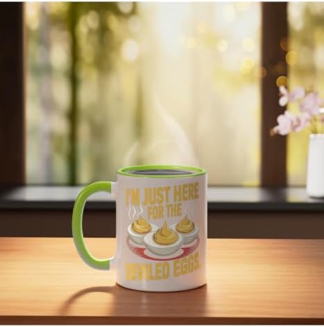 I’m Just Here for the Deviled Eggs Egg Expert Deviled Egg Ceramic Mug, Light Green/White, 11oz - Image 3