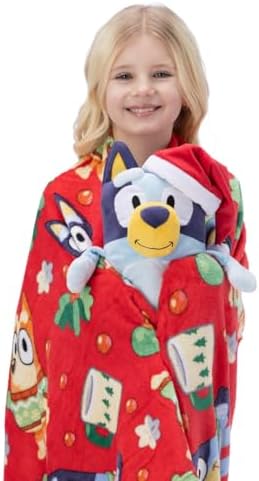 Northwest Character Hugger Pillow & Silk Touch Throw Blanket Set, 40" x 50", Bluey Festive Sweaters