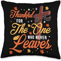 Thankful for Jesus Faith Christian Fall Thanksgiving Throw Pillow by Unknown