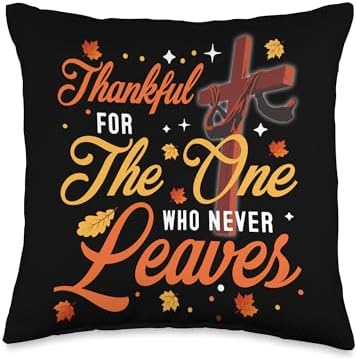 Thankful for Jesus Faith Christian Fall Thanksgiving Throw Pillow by Unknown