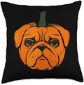 Pug Pumpkin Halloween Thanksgiving – Cute Dog Lover Throw Pillow by Unknown