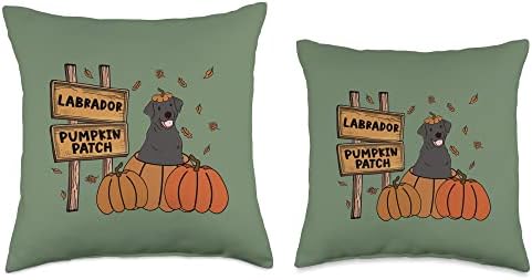 Labrador Pumpkin Patch Dog Lovers Thanksgiving Halloween Throw Pillow - Image 3