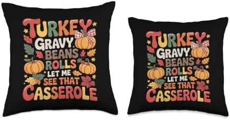 Turkey Gravy Beans and Rolls Family Thanksgiving 2026 Dinner Throw Pillow - Image 3
