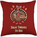 Talk Turkey to Me Coffee Bow Thanksgiving Turkey Pumpkin Pie Throw Pillow by Unknown