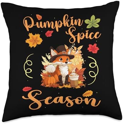 Fox Fall Thanksgiving Pumkin Spice Season Throw Pillow by Unknown