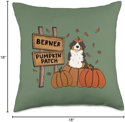 Berner Pumpkin Patch BMD Dog Lovers Thanksgiving Halloween Throw Pillow - Image 4