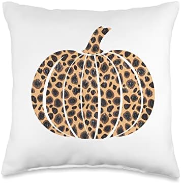 Leopard Pumpkin Halloween Thanksgiving Throw Pillow by Unknown
