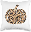Leopard Pumpkin Halloween Thanksgiving Throw Pillow by Unknown