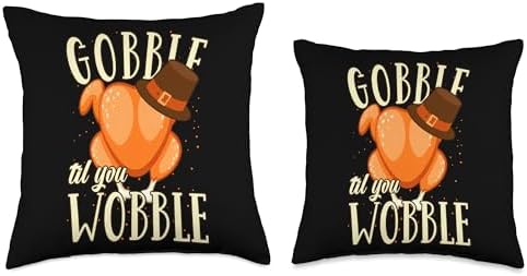 Gobble Til Turkey Costume Funny Gobble Til You Wobble Turkey Day Thanksgiving Costume Throw Pillow, 18x18, Multicolor - Image 3