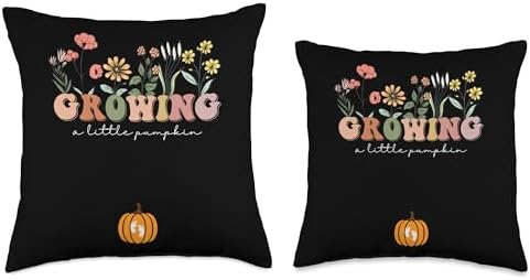 Wildflowers Growing a Little Pumpkin Thanksgiving Pregnancy Throw Pillow - Image 3
