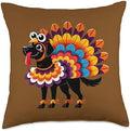Black Lab Turkey Funny Thanksgiving Animal Dog Canine Pet Throw Pillow by Unknown