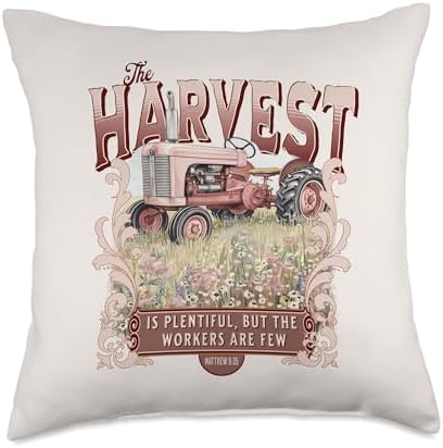 Christian Thanksgiving The Harvest is Plentiful Trendy Fall Throw Pillow by Unknown