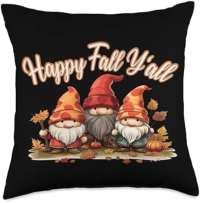 Thanksgiving Outfit Tree Fall Gnomes Cute Gnomes Fall Y'all Happy Thanksgiving Throw Pillow, 18x18, Multicolor by Unknown