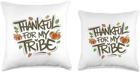 Thankful For My Tribe, Friendsgiving Squad, Thanksgiving Throw Pillow - Image 3