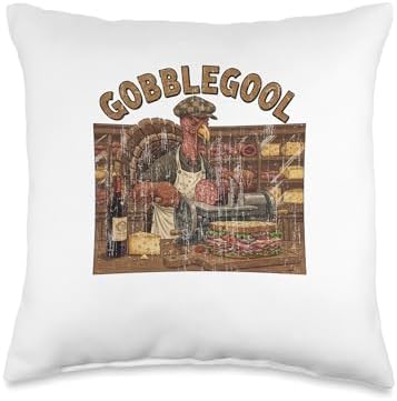 Gobblegool Turkey Thanksgiving Vintage Throw Pillow by Unknown