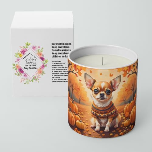 Caroline's Treasures DAC1034CDL Chihuahua Fall Decorative Soy Candle Nature Soy Wax Essential Oil Home Decor Ideal for Bedroom Kitchen Bath Office Gift, 10 oz - Image 2