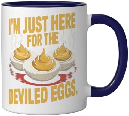 I’m Just Here for the Deviled Eggs Egg Expert Deviled Egg Ceramic Mug, Dark Blue/White, 11oz - Image 2