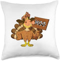 Turkey Cow Moo Funny Thanksgiving Joke Farmers Cows Lover Throw Pillow by Unknown