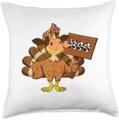 Turkey Cow Moo Funny Thanksgiving Joke Farmers Cows Lover Throw Pillow by Unknown