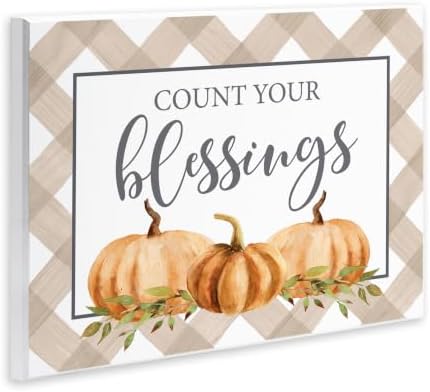 'Count Your Blessings Thankful Pumpkin Tartan'| Wall Plaque Art - Image 2